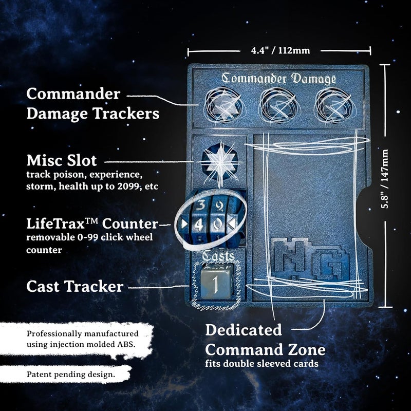 NERD GEAR Store Commander Essentials Kit - Ultimate Accessory for MTG Commander EDH - MTG Command Zone Tray - Health Counter - Spin Down Dice - Dry Erase Tokens (Deep Blue) - Image 2